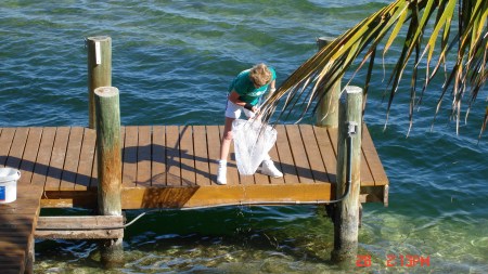 Catch small fish and crabs off the dock