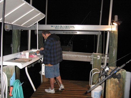 Most folks favorite thing is fishing at night. With the spot lights and the position of the house, the large fish from the ocean pass behind our house to feed in the Gulf.